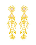 Yellow Gold Plated Floral Drop Earrings