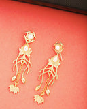 Yellow Gold Plated Floral Drop Earrings
